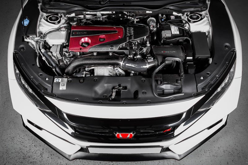 Eventuri – Cache moteur carbone rouge et noir Honda Civic Type R FL5 – vue 3